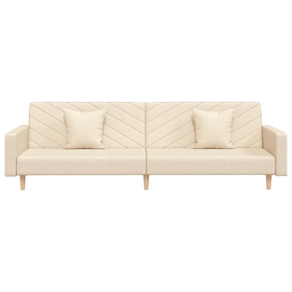 vidaXL 2-personers sovesofa med 2 puder stof cremefarvet