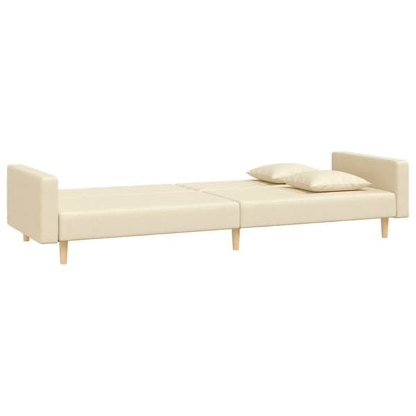 vidaXL 2-personers sovesofa med 2 puder stof cremefarvet