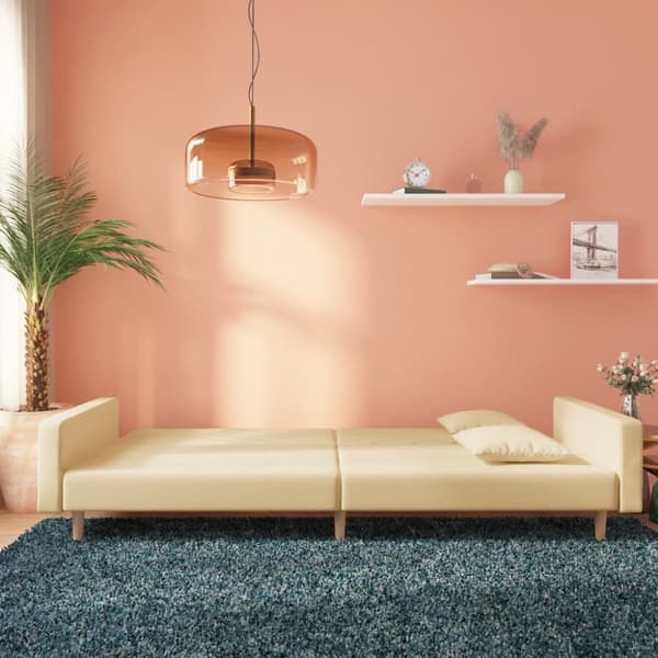 vidaXL 2-personers sovesofa med 2 puder stof cremefarvet