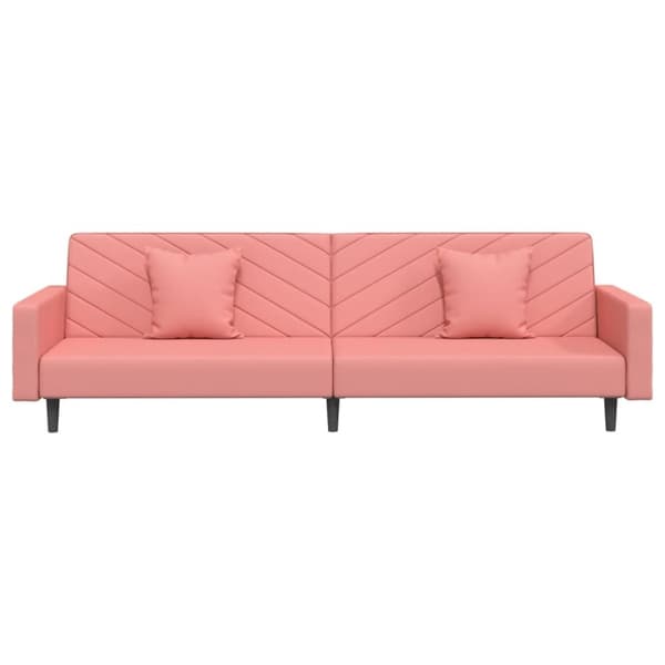 vidaXL Bäddsoffa 2-sits med två kuddar rosa sammet