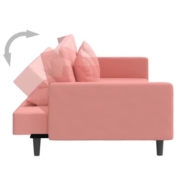 vidaXL Bäddsoffa 2-sits med två kuddar rosa sammet