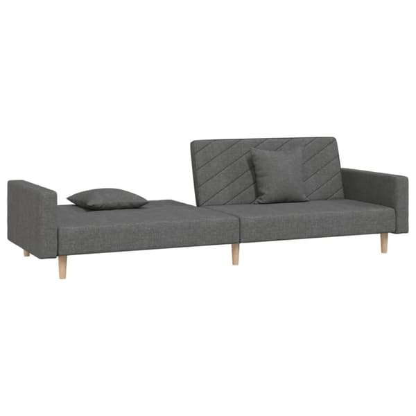 vidaXL Bäddsoffa 2-sits med två kuddar mörkgrå tyg