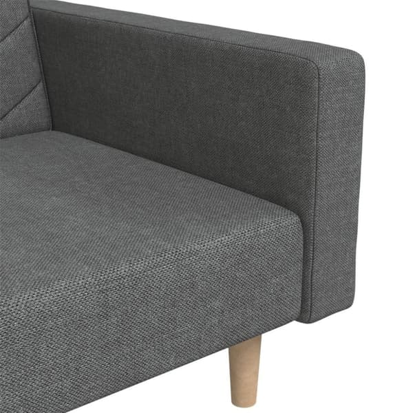 vidaXL Bäddsoffa 2-sits med två kuddar mörkgrå tyg