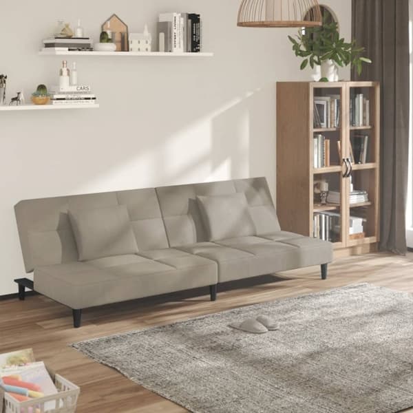 vidaXL 2-personers sovesofa med 2 puder velour lysegrå