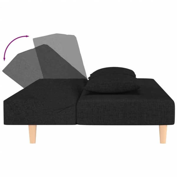 vidaXL 2-personers sovesofa med 2 puder stof sort
