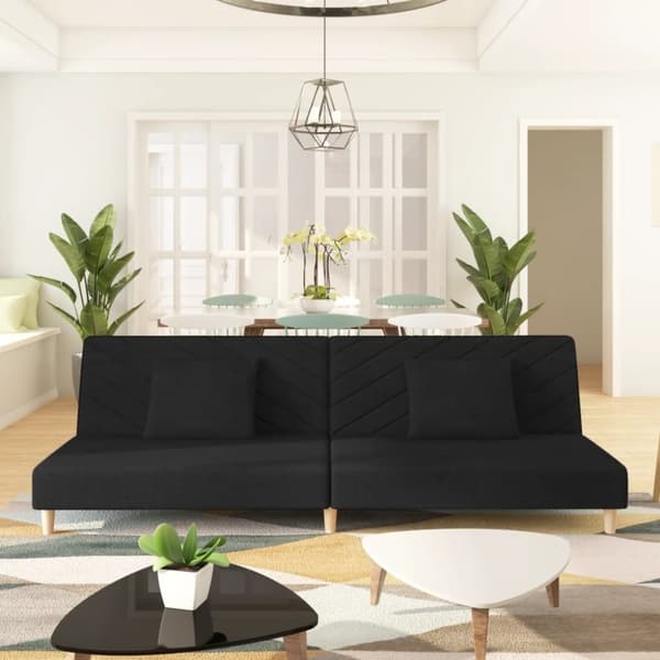 vidaXL 2-personers sovesofa med 2 puder stof sort