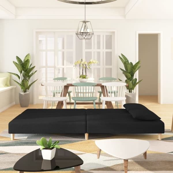vidaXL 2-personers sovesofa med 2 puder stof sort