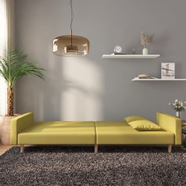 vidaXL Bäddsoffa 2-sits med två kuddar grön tyg