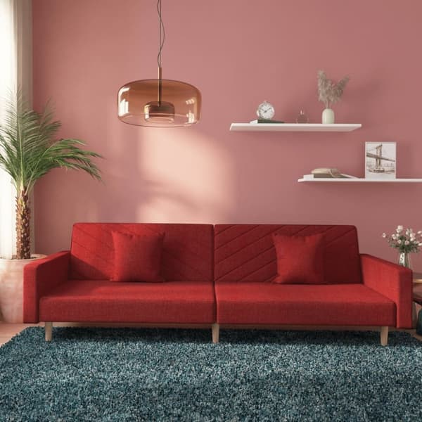 vidaXL 2-personers sovesofa med 2 puder stof vinrød