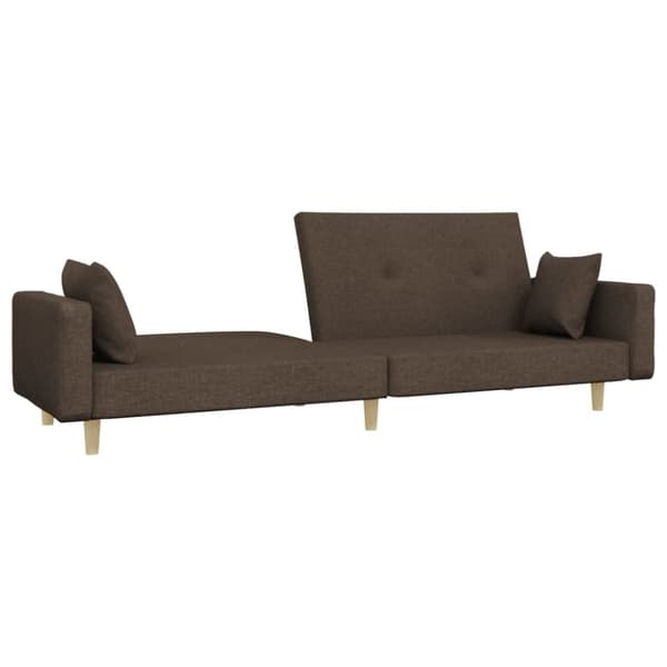 vidaXL Bäddsoffa 2-sits med två kuddar taupe tyg