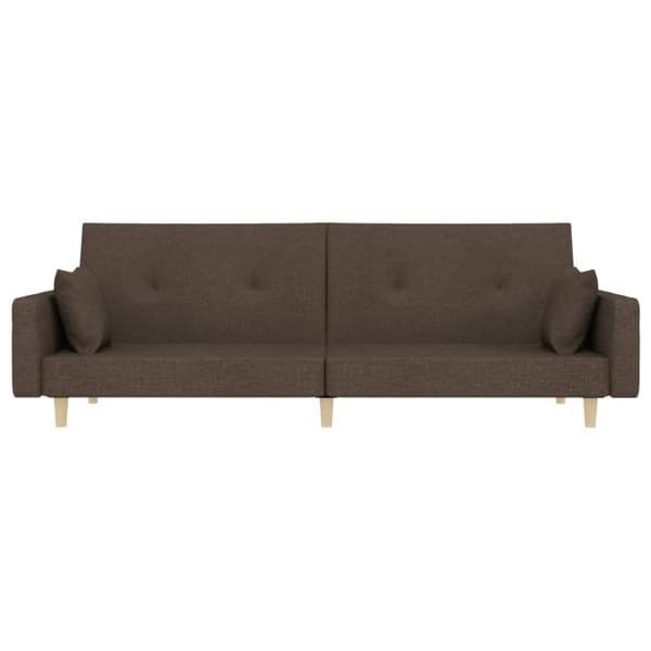 vidaXL Bäddsoffa 2-sits med två kuddar taupe tyg