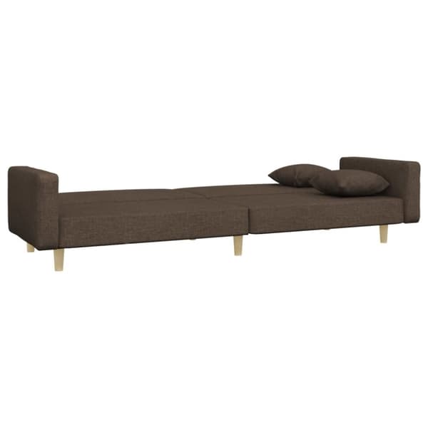 vidaXL Bäddsoffa 2-sits med två kuddar taupe tyg
