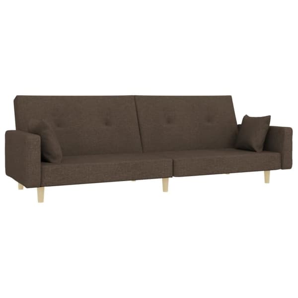 vidaXL Bäddsoffa 2-sits med två kuddar taupe tyg