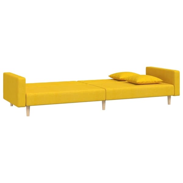 vidaXL Bäddsoffa 2-sits med två kuddar gul tyg