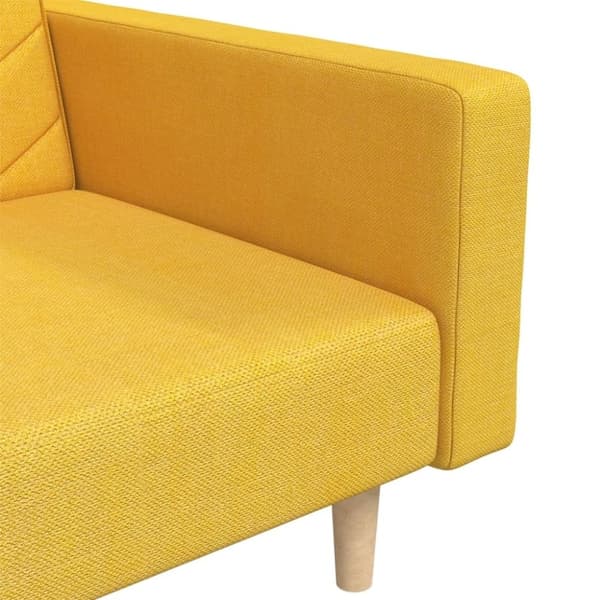 vidaXL Bäddsoffa 2-sits med två kuddar gul tyg