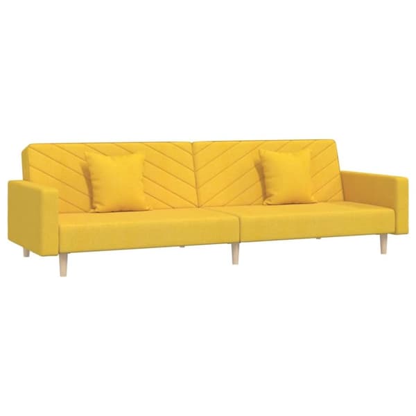 vidaXL Bäddsoffa 2-sits med två kuddar gul tyg