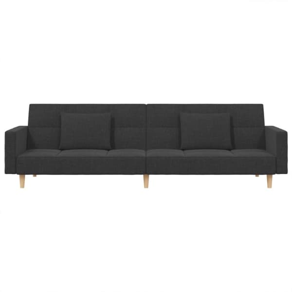 vidaXL Bäddsoffa 2-sits med två kuddar mörkgrå tyg