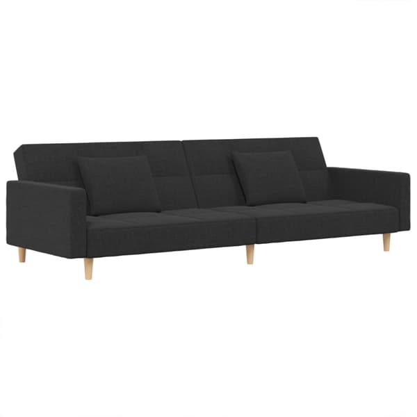 vidaXL Bäddsoffa 2-sits med två kuddar mörkgrå tyg