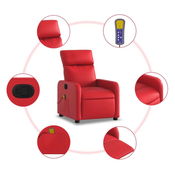 vidaXL Massagefåtölj röd konstläder