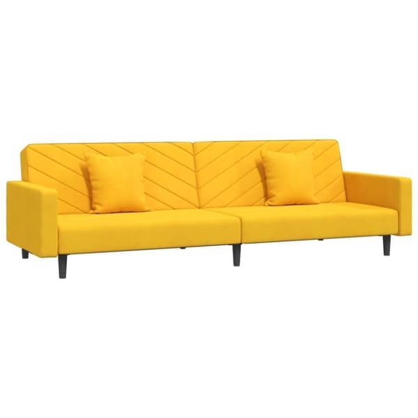 vidaXL Bäddsoffa 2-sits med två kuddar gul sammet
