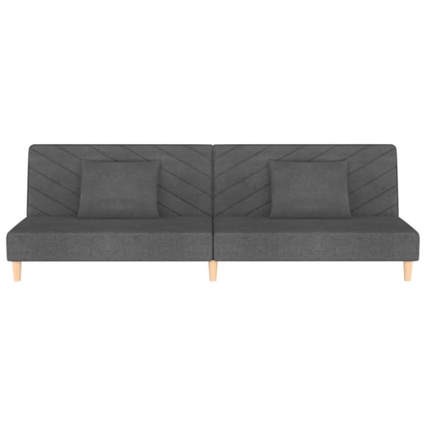 vidaXL Bäddsoffa 2-sits med två kuddar mörkgrå tyg