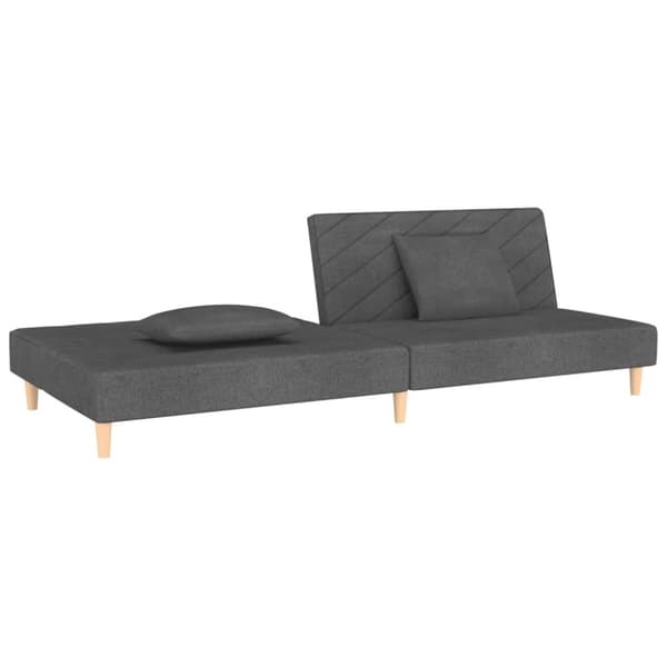 vidaXL Bäddsoffa 2-sits med två kuddar mörkgrå tyg