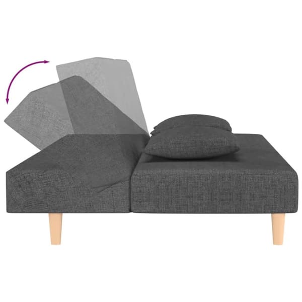 vidaXL Bäddsoffa 2-sits med två kuddar mörkgrå tyg