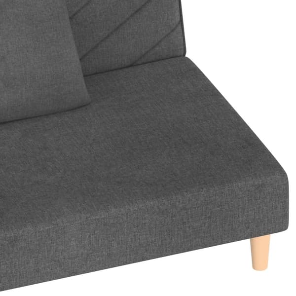 vidaXL Bäddsoffa 2-sits med två kuddar mörkgrå tyg