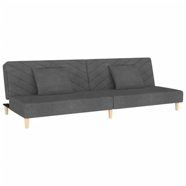 vidaXL Bäddsoffa 2-sits med två kuddar mörkgrå tyg