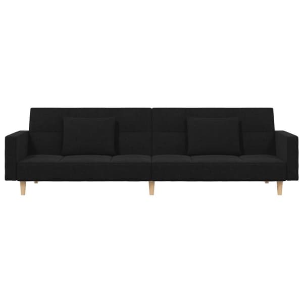 vidaXL Bäddsoffa 2-sits med två kuddar svart tyg