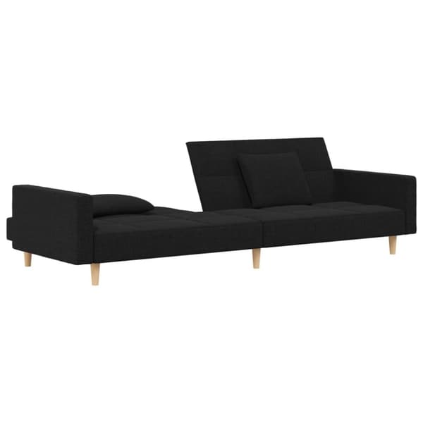 vidaXL Bäddsoffa 2-sits med två kuddar svart tyg
