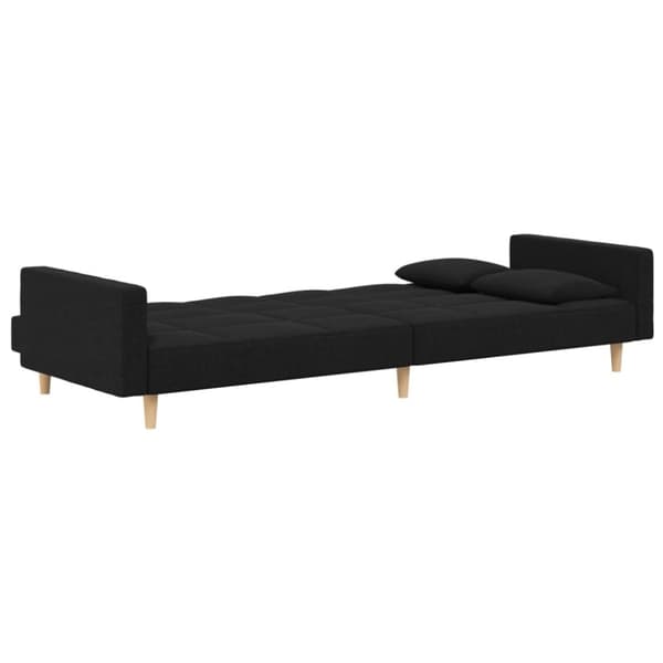 vidaXL Bäddsoffa 2-sits med två kuddar svart tyg