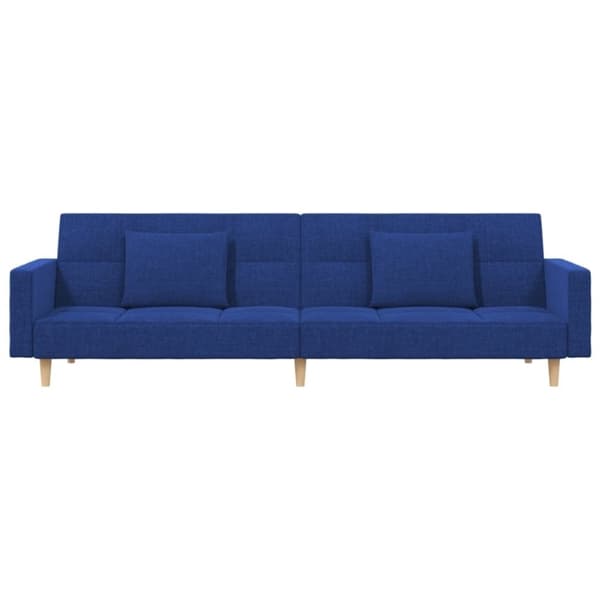 vidaXL Bäddsoffa 2-sits med två kuddar blå tyg