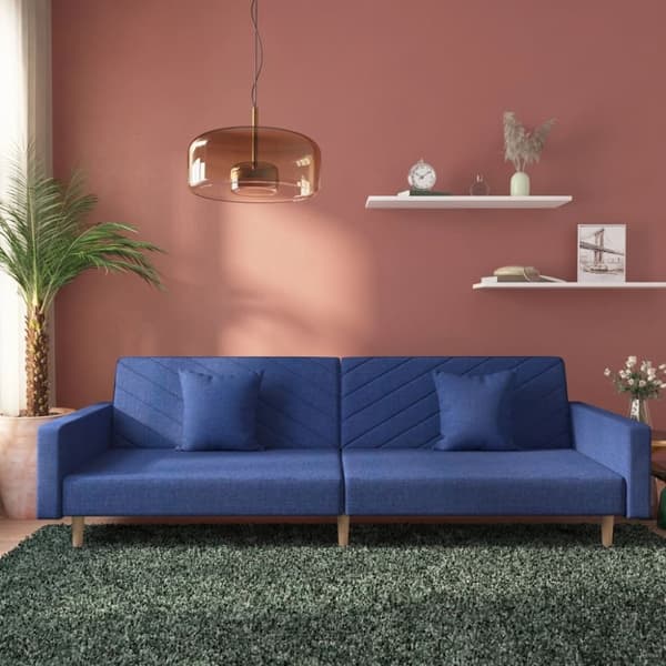 vidaXL 2-personers sovesofa med 2 puder stof blå