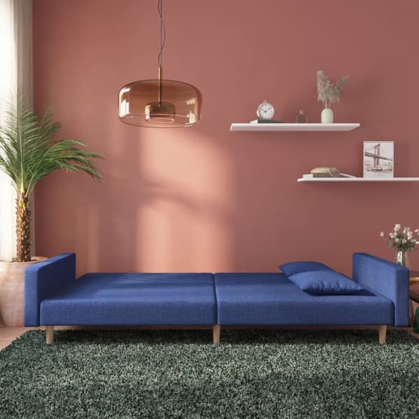 vidaXL 2-personers sovesofa med 2 puder stof blå