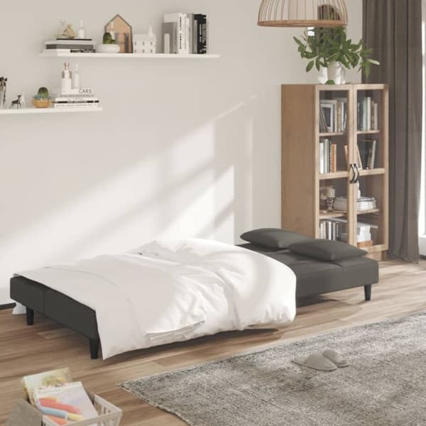 vidaXL 2-personers sovesofa med 2 puder fløjl mørkegrå