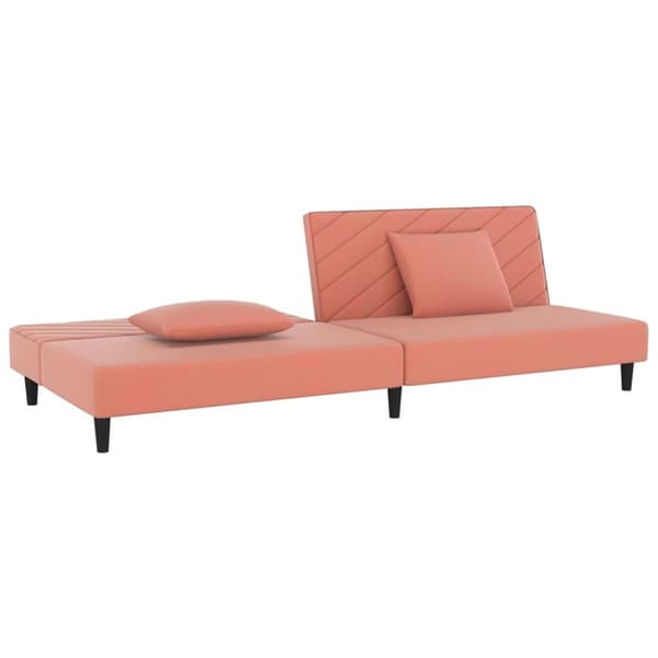vidaXL 2-personers sovesofa med 2 puder fløjl lyserød