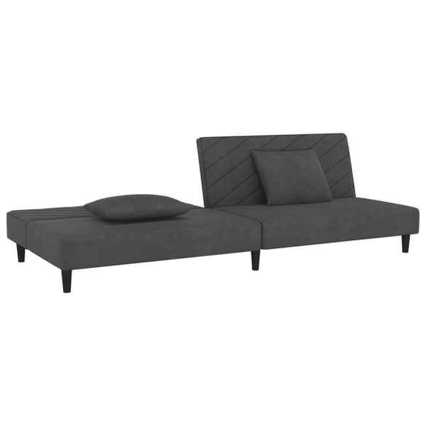 vidaXL Bäddsoffa 2-sits med två kuddar mörkgrå sammet