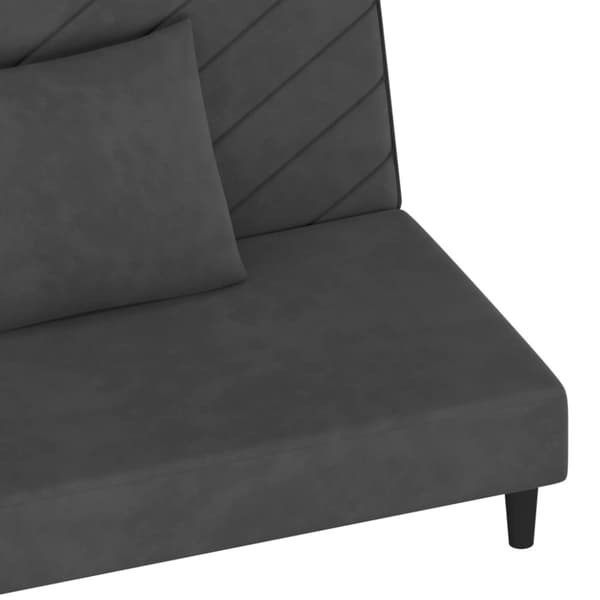 vidaXL Bäddsoffa 2-sits med två kuddar mörkgrå sammet