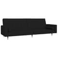 Miniatyrbillede 2 af 10: vidaXL 2-personers sovesofa med 2 puder fløjl sort