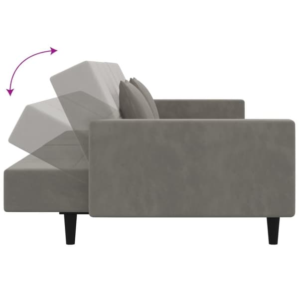 vidaXL 2-personers sovesofa med 2 puder velour lysegrå