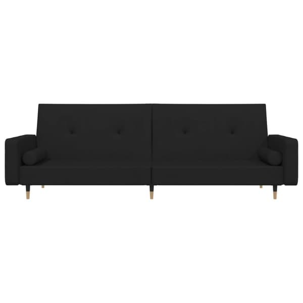 vidaXL Bäddsoffa 2-sits med två kuddar svart sammet