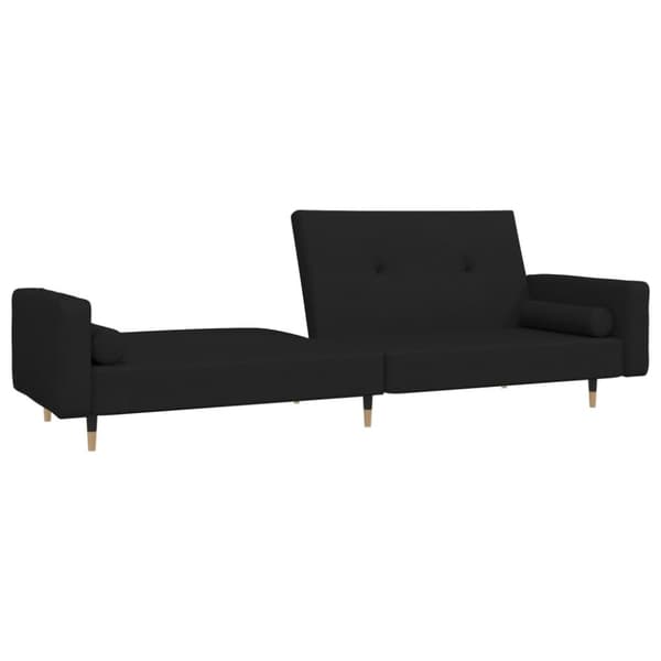 vidaXL Bäddsoffa 2-sits med två kuddar svart sammet
