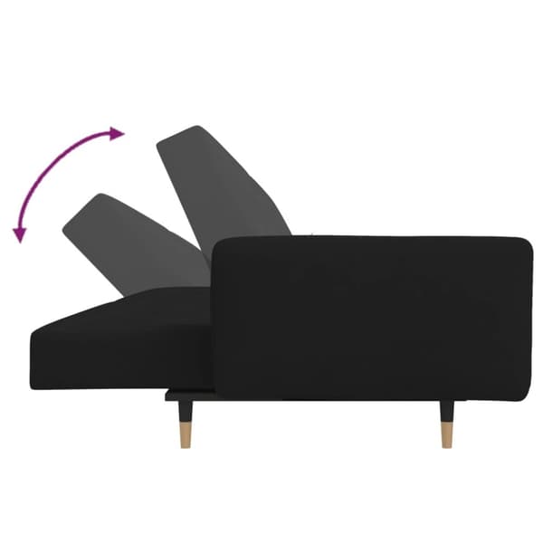 vidaXL Bäddsoffa 2-sits med två kuddar svart sammet
