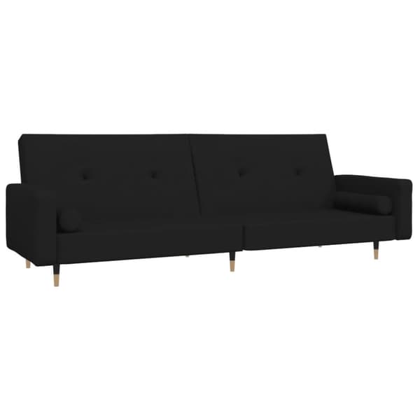 vidaXL Bäddsoffa 2-sits med två kuddar svart sammet