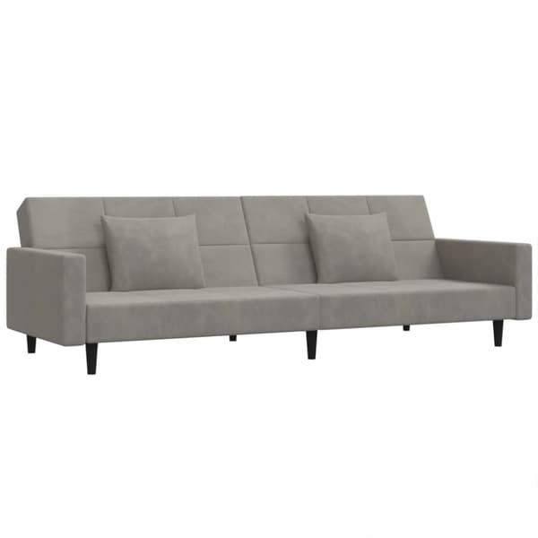 vidaXL Bäddsoffa 2-sits med två kuddar ljusgrå sammet