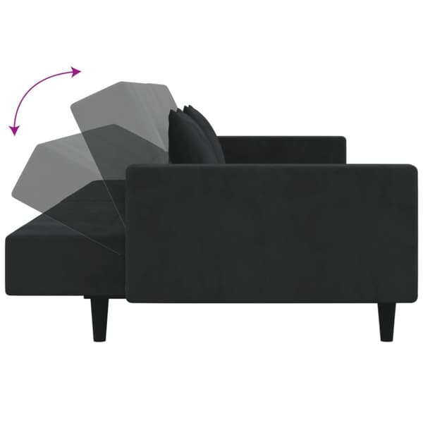 vidaXL 2-personers sovesofa med 2 puder fløjl sort