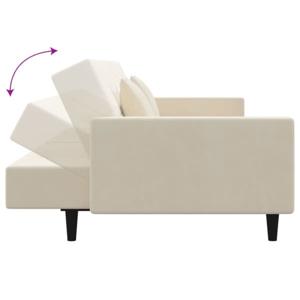 vidaXL Bäddsoffa 2-sits med två kuddar gräddvit sammet