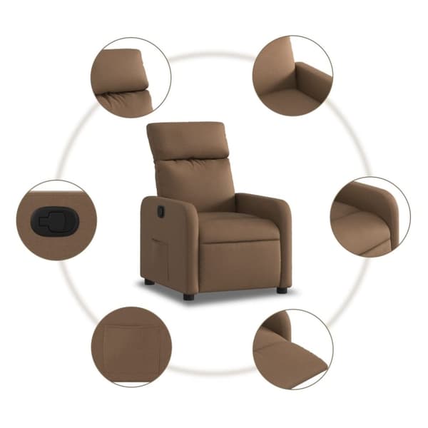 vidaXL Reclinerfåtölj brun tyg