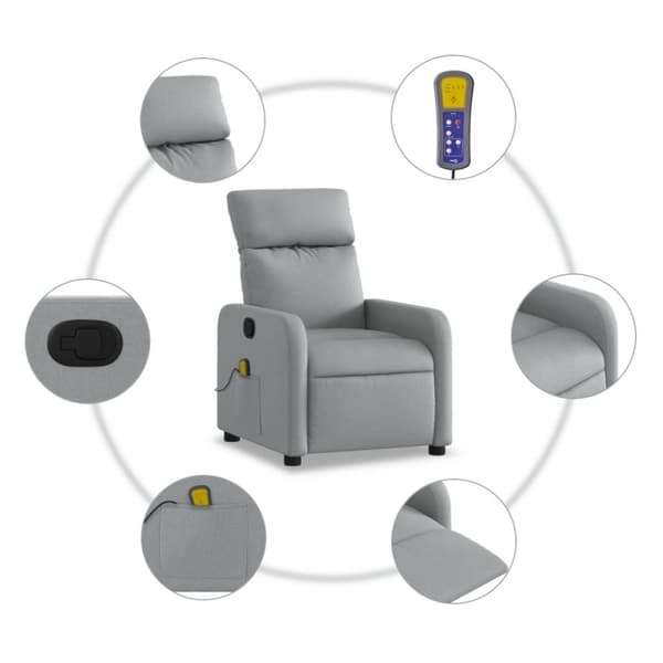 vidaXL Massagefåtölj ljusgrå tyg